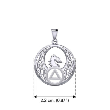 Celtic Phoenix with AA Recovery Symbol Sterling Silver Pendant TPD6431